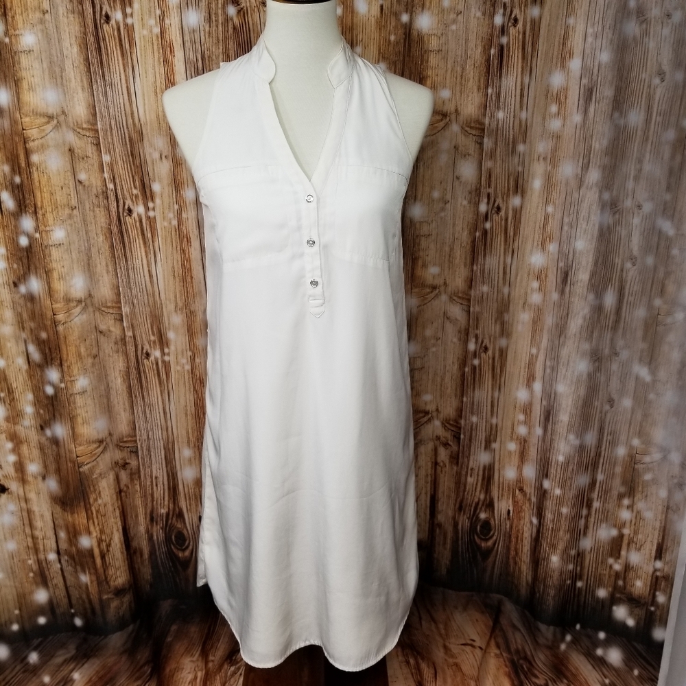 Express Ivory Lined Women's XS Stylish Tank Sheath Button-Up Dress